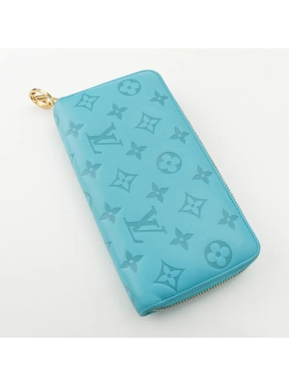 Louis Vuitton Coussin Zippy Monogram Leather Wallet Turquoise Blue